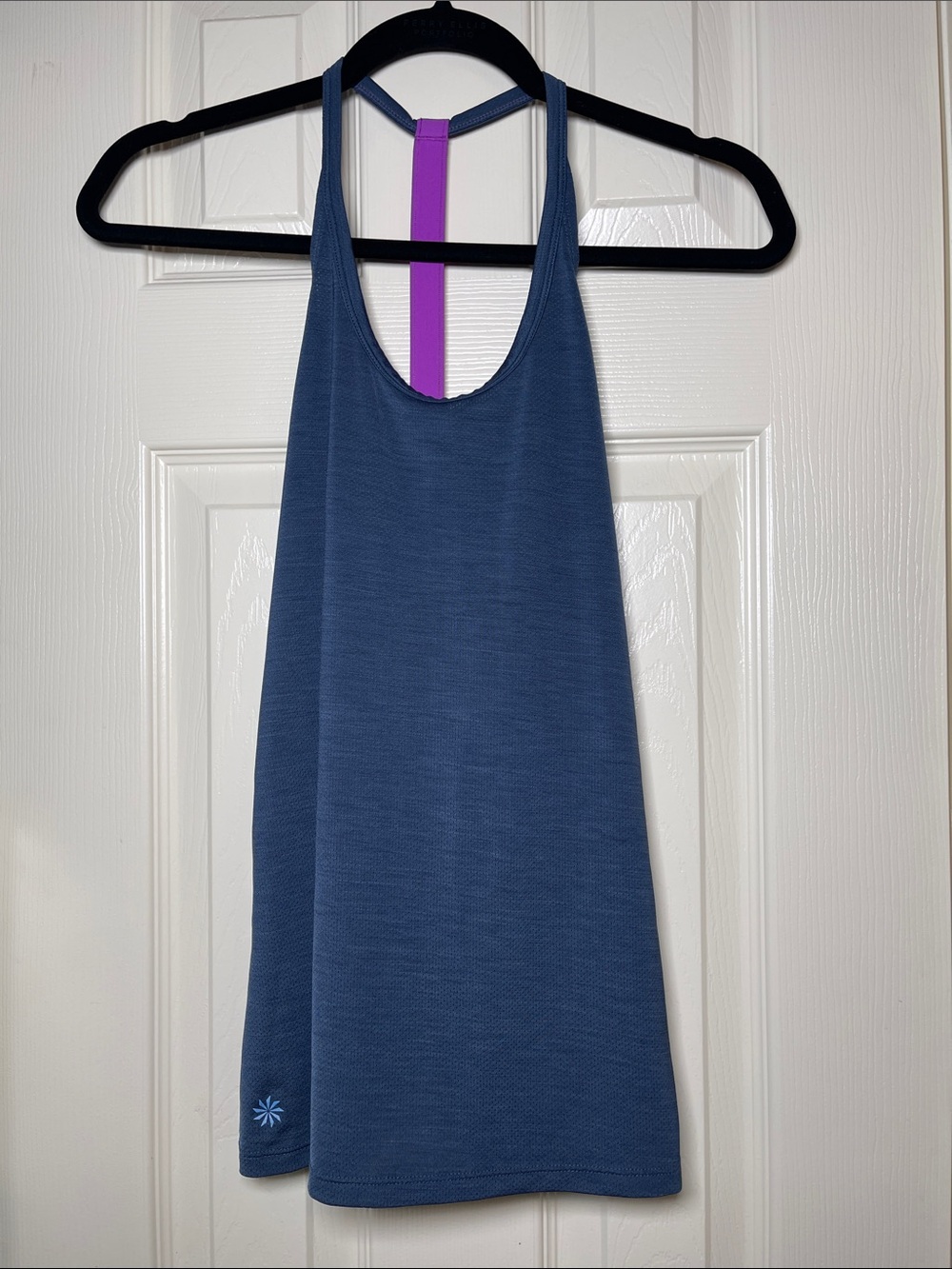 Athleta Blue Tank with Purple Back Strap